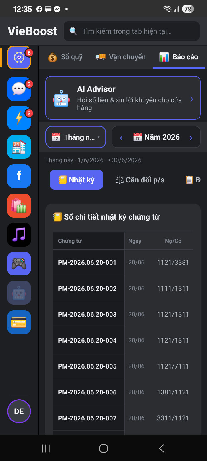 Sổ chi tiết nhật ký chứng từ với định khoản Nợ Có