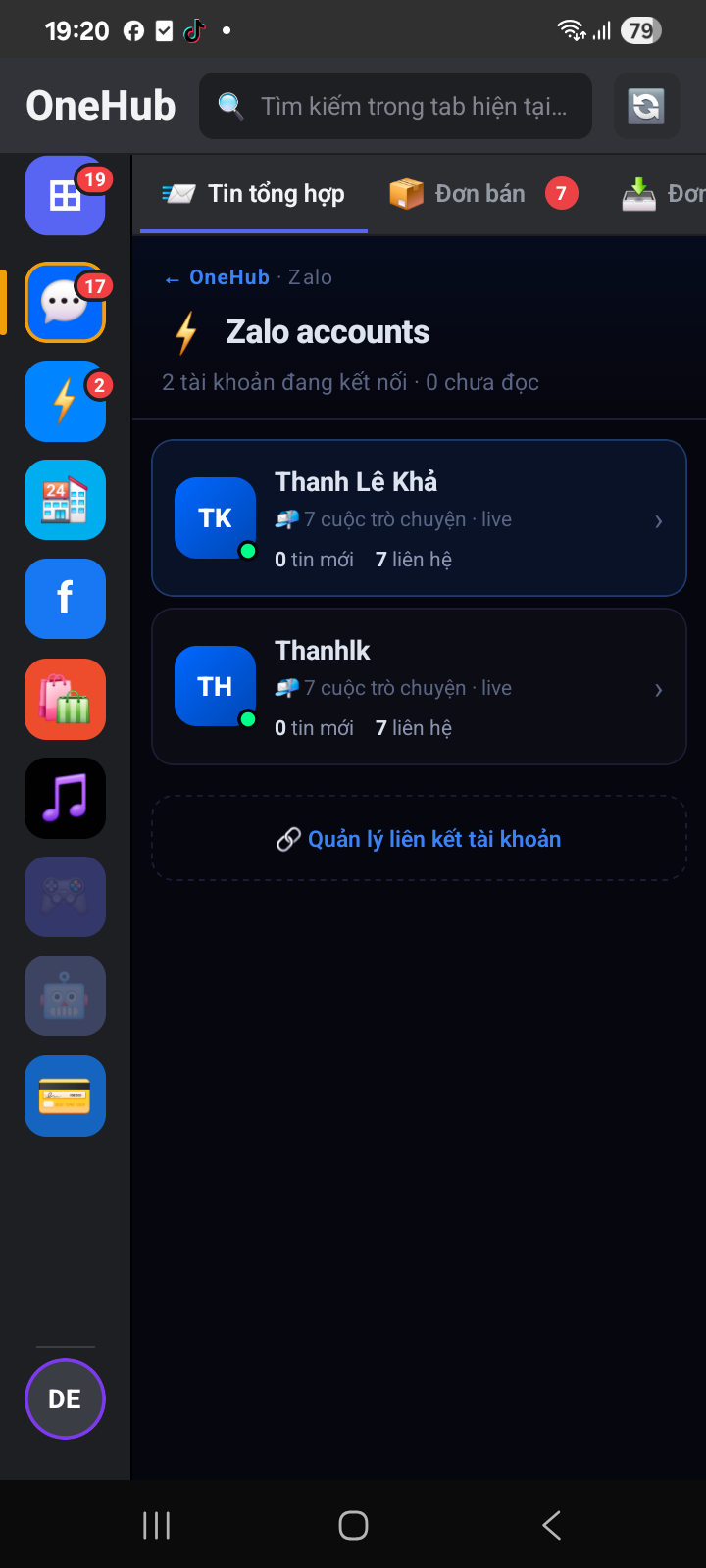 2 tài khoản Zalo