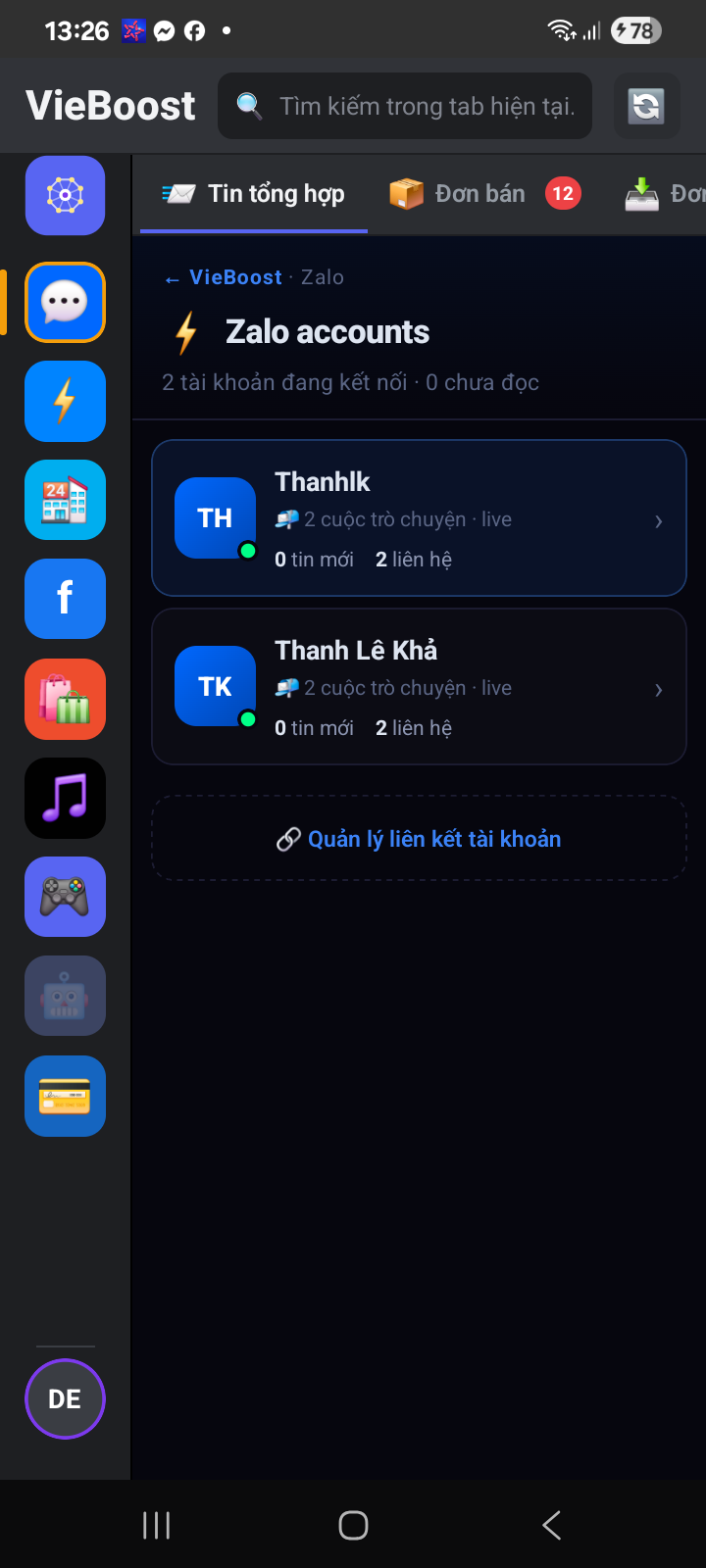 2 tài khoản Zalo