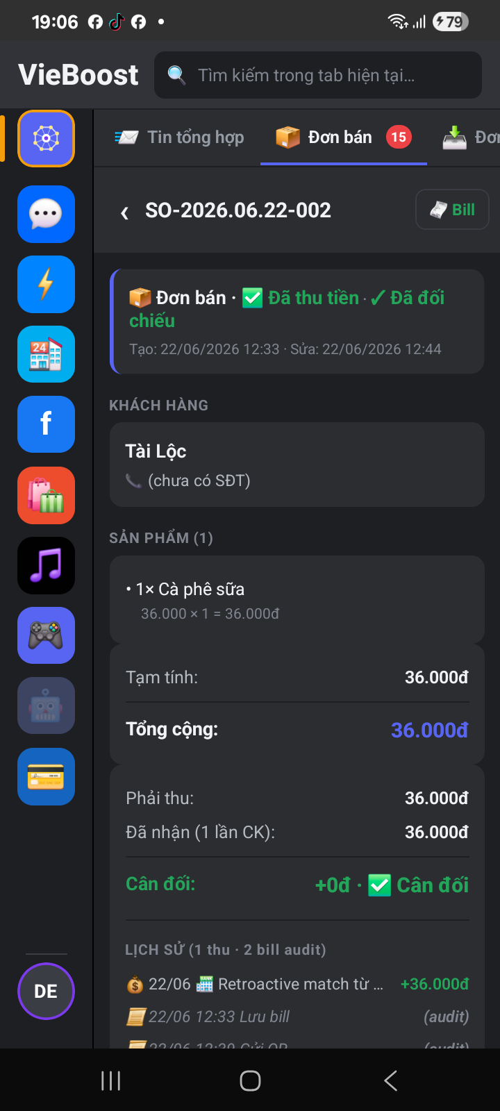 Đơn đã thu đủ — đã cân & đã đối chiếu