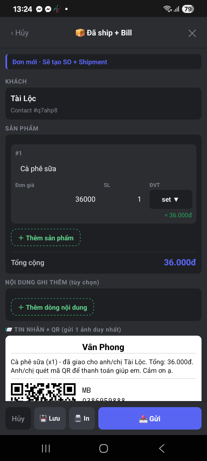 Form điền sản phẩm, đơn giá, tổng tiền tự cộng